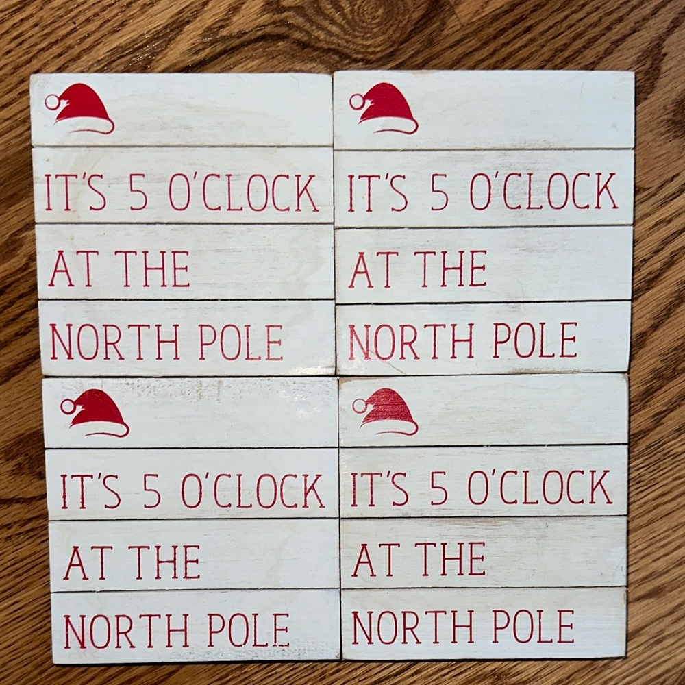 Festive “It’s 5 O’Clock at the North Pole” Coasters